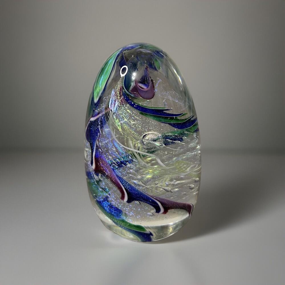 Vintage Claude Kurtz Egg Shaped Paperweight Signed CWK “98”. Measures 5” Tall